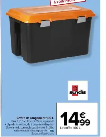 Carrefour Market Coffre de rangement 100 L offre