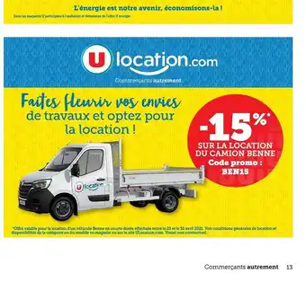 Super U La Location Du Camion Benne offre