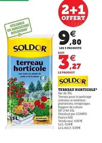 Super U Terreau Horticole Soldor offre