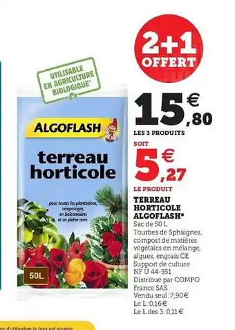 Super U Terreau Horticole Algoflash offre