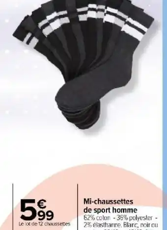 Carrefour Market Mi-chaussettes de sport homme offre
