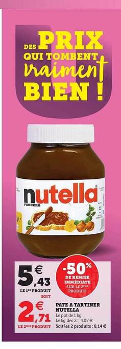 U Express Pâte à Tartiner Nutella offre