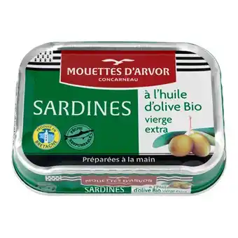 Auchan Sardines Entières À L'huile D'olive Bio Les Mouettes D'arvor offre