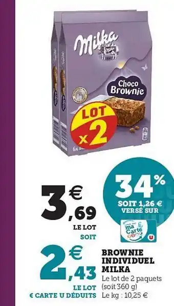 U Express Brownie Individuel Milka offre