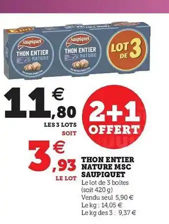 U Express Thon Entier Nature Msc Saupiquet offre