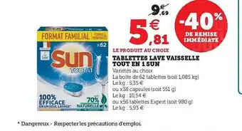 U Express Tablettes Lave Vaisselle Tout En 1 Sun offre
