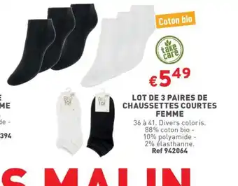 Trafic LOT DE 3 PAIRES DE CHAUSSETTES COURTES offre