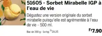 51605- Sorbet Mirabelle IGP Ă l'eau de vie