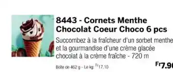 Thiriet 8443 - Cornets Menthe Chocolat Coeur Choco 6 pcs offre