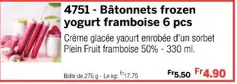 Thiriet 4751 Bâtonnets frozen yogurt framboise 6 pcs offre