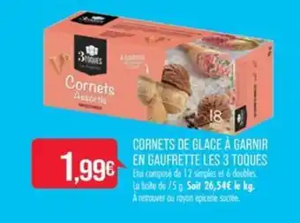 Match CORNETS DE GLACE À GARNIR EN GAUFRETTE LES 3 TOQUES offre