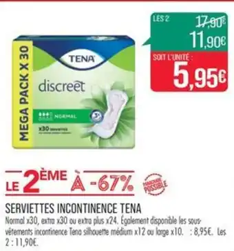 Match SERVIETTES INCONTINENCE TENA offre