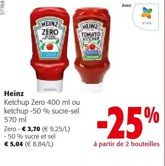 Colruyt Heinz Ketchup Zero 400 ml ou ketchup -50 % sucre-sel offre