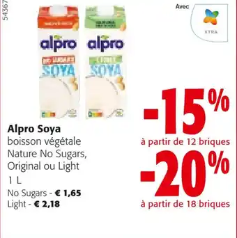 Colruyt Alpro Soya boisson végétale Nature No Sugars, Original ou Light offre