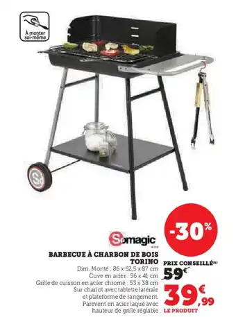 Super U BARBECUE À CHARBON DE BOIS TORINO offre