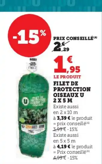 Super U FILET DE PROTECTION OISEAUX U 2X5M offre