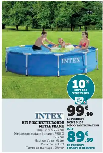 Super U KIT PISCINETTE RONDE METAL FRAME offre