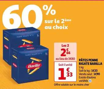 Auchan PÂTES PENNE RIGATE BARILLA offre