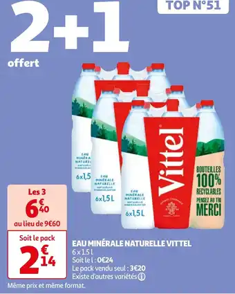 Auchan EAU MINÉRALE NATURELLE VITTEL offre