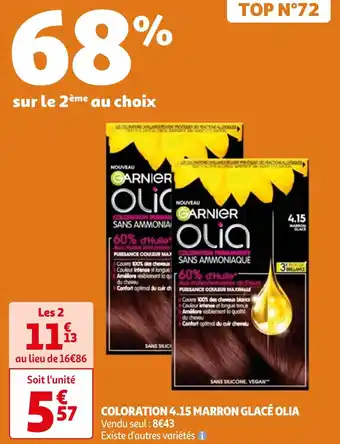 Auchan COLORATION 4.15 MARRON GLACÉ OLIA offre