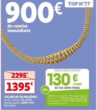 Auchan COLLIER OR 750 MILLIÈMES offre