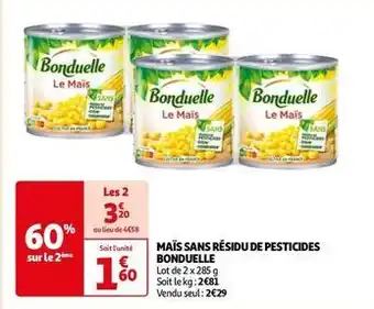 Auchan Supermarché Bonduelle - mais sans residu de pesticides offre