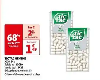 Auchan Supermarché Tic tac - menthe offre