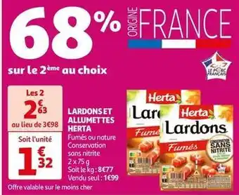 Auchan Supermarché Herta - lardons et allumettes offre
