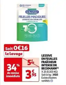 Auchan Supermarché Dr. beckmann - lessive en feuilles fraîcheur intense offre