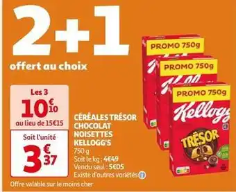 Auchan Supermarché Kellogg's - céréales trésor chocolat noisettes offre