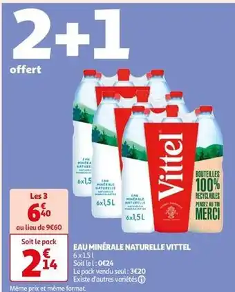 Auchan Supermarché Vittel - eau minerale naturelle offre