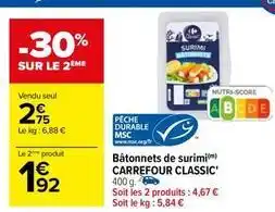 Carrefour Bâtonnets de surimi offre