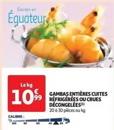 Gambas entières cuites réfrigérées