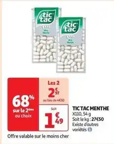 Auchan Supermarché Tic tac - menthe offre