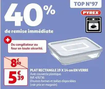 Auchan Pyrex - plat rectangle 19 x 14 cm en verre offre