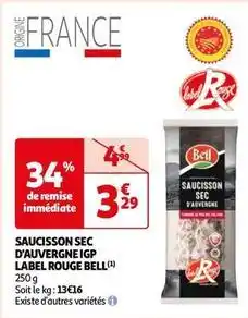 Auchan Bell - saucisson sec d'auvergne igp label rouge offre