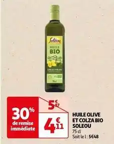 Auchan Soléou - huile olive et colza bio offre