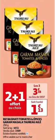 Auchan Taureau ailé - riz basmati tomates & epices garam masala offre