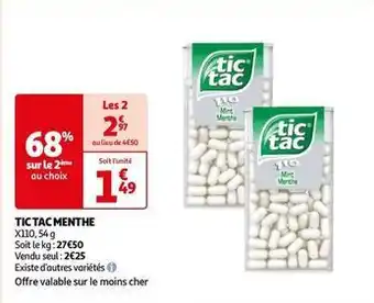 Auchan Tic tac - menthe offre