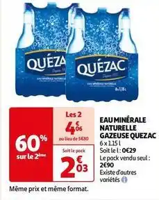 Auchan Quézac - eau minérale naturelle gazeuse offre