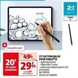 Auchan Qilive - stylet pen pour tablette offre