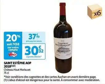 Auchan Chateau haut marbuzet - saint estèphe aop 2018 offre