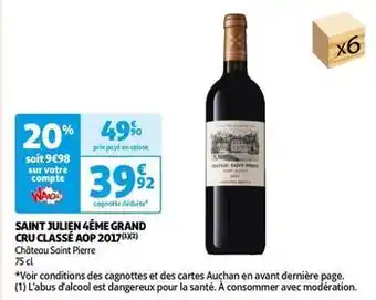 Auchan Château saint pierre - saint julien 4éme grand cru classé aop 2017 offre