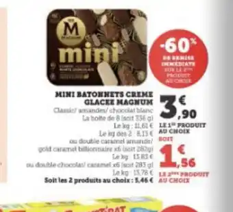 Super U MINI BATONNETS CREME GLACEE MAGNUM offre