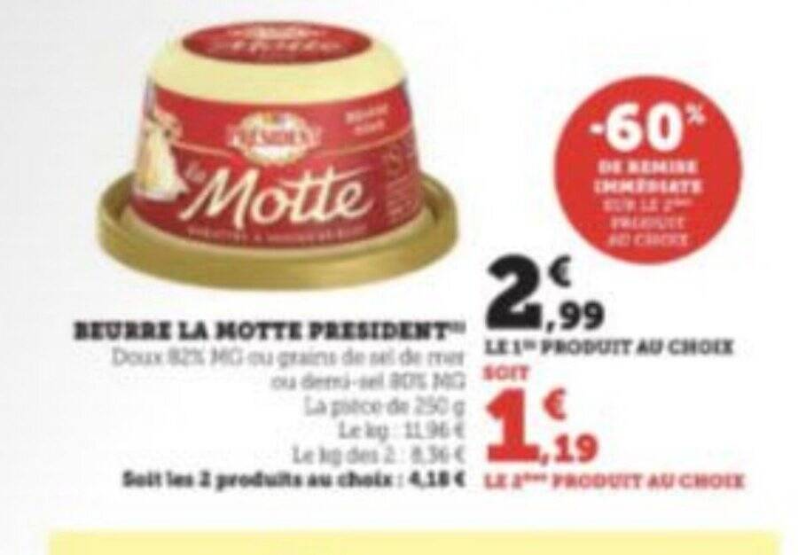 Promo Beurre la motte president chez Super U