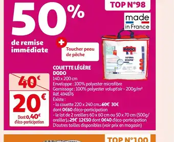 Auchan COUETTE LÉGÈRE DODO offre