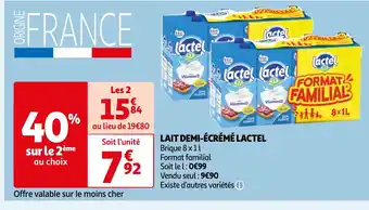 Auchan LAIT DEMI-ÉCRÉMÉ LACTEL offre