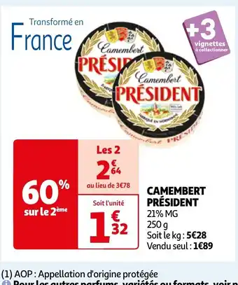 Auchan CAMEMBERT PRÉSIDENT offre