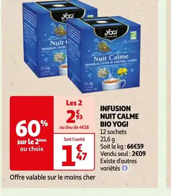 Auchan INFUSION NUIT CALME BIO YOGI offre