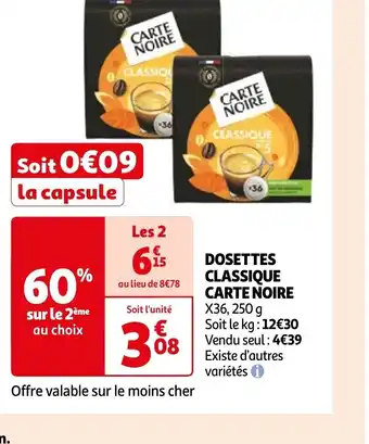 Auchan DOSETTES CLASSIQUE CARTE NOIRE offre